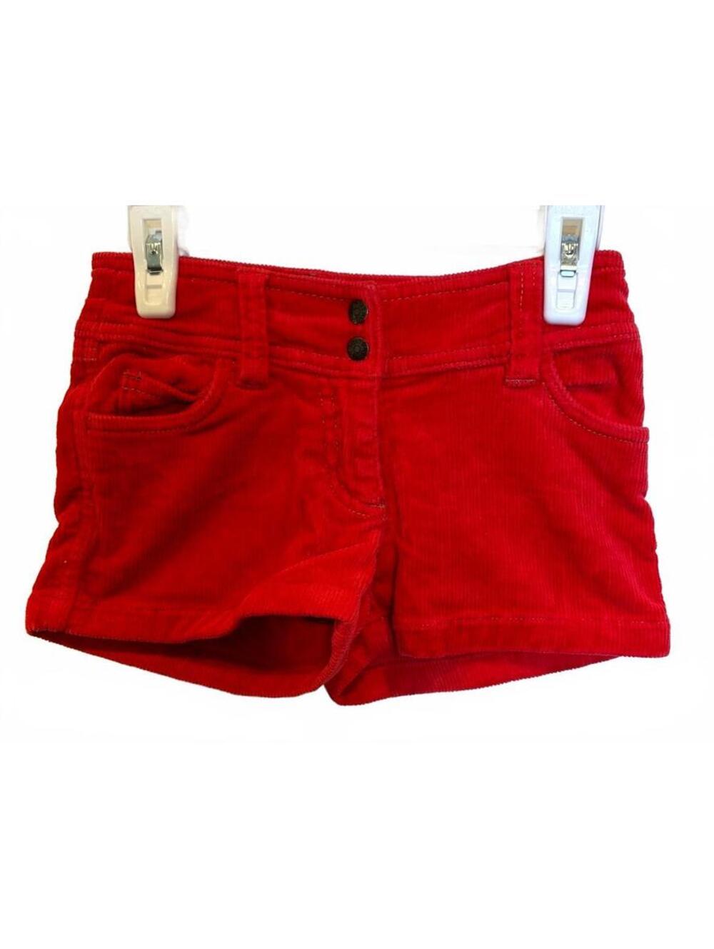 Mini Boden Red Corduroy Shorts with Heart Pockets Size 6Y